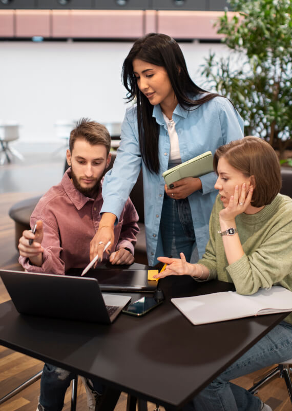 IT and marketing specialists discussing a strategy